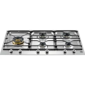 Segmented 90cm Gas Hob 5 burners left hand wok burner